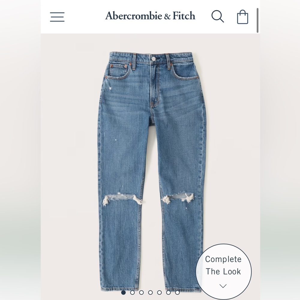 Abercrombie & Fitch Curve Love High Rise Skinny Jean Dark Ripped Wash 27 Long